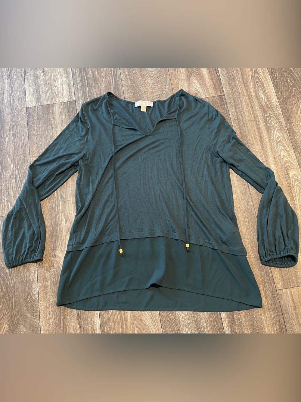 Michael Kors Dark Teal Lightweight Drawstring Tunic Top Large